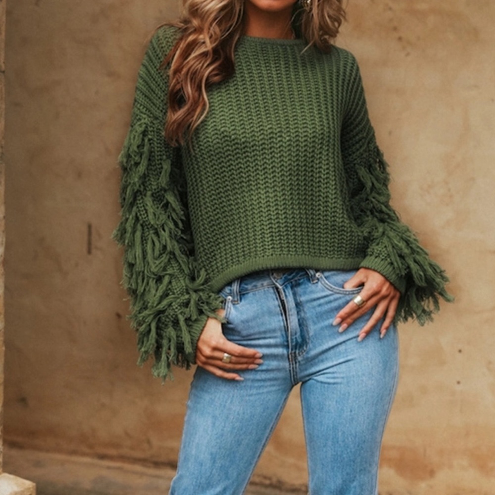 Gorgeous Fringe Sleeve Sweater - Picture 2 of 8